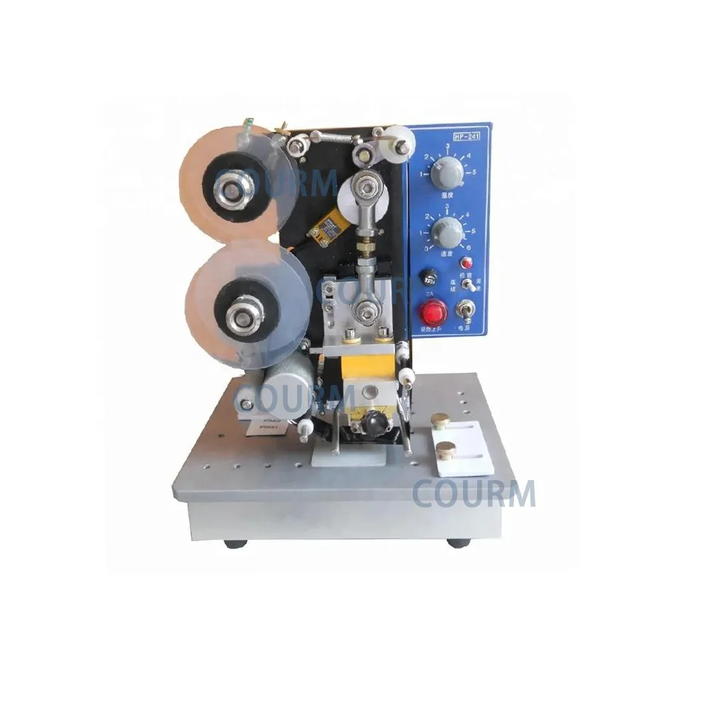 Semi automatic hot foil stamp shoebox insoles Date stamp expiry Date Production batch number ink jet ribbon coding machine