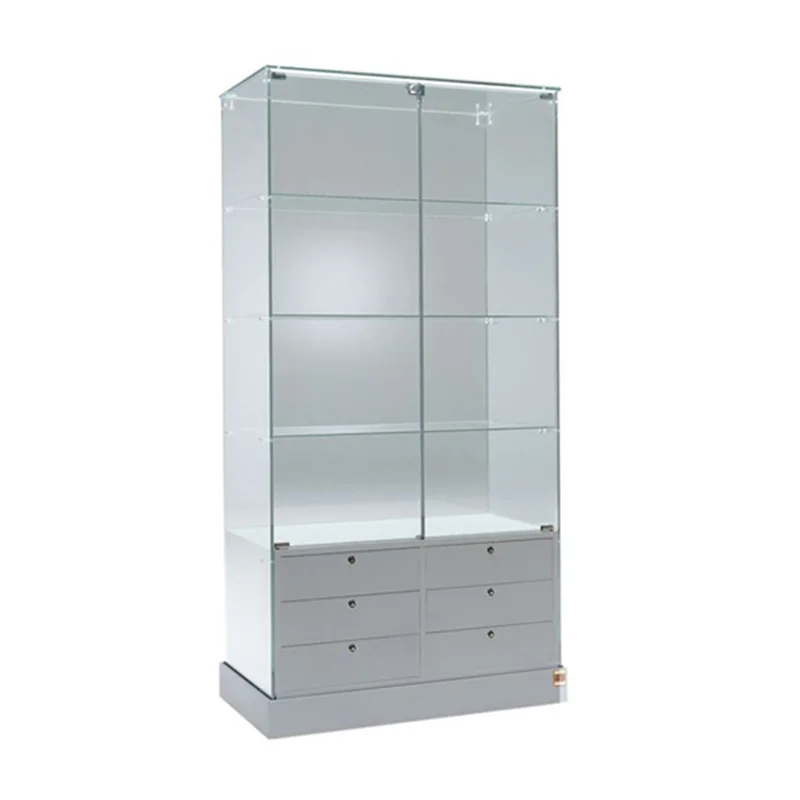 Retail Store Glass Shelf Cosmetic Showcase Display Cabinet Glass Display Showcase