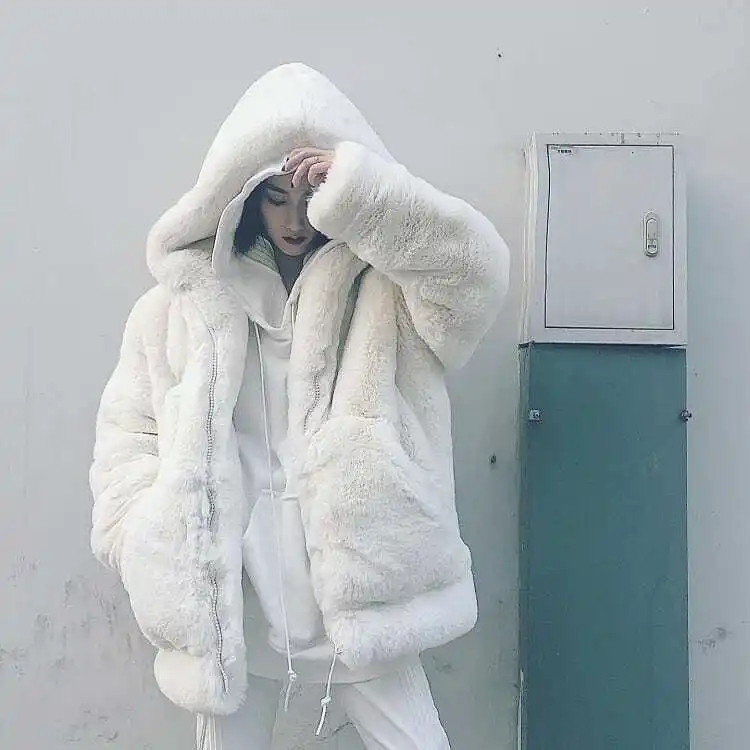 Winter Wholesale Fashion Keep Warm Hoodie Coat Women Imitation Fluffy Fur Coat