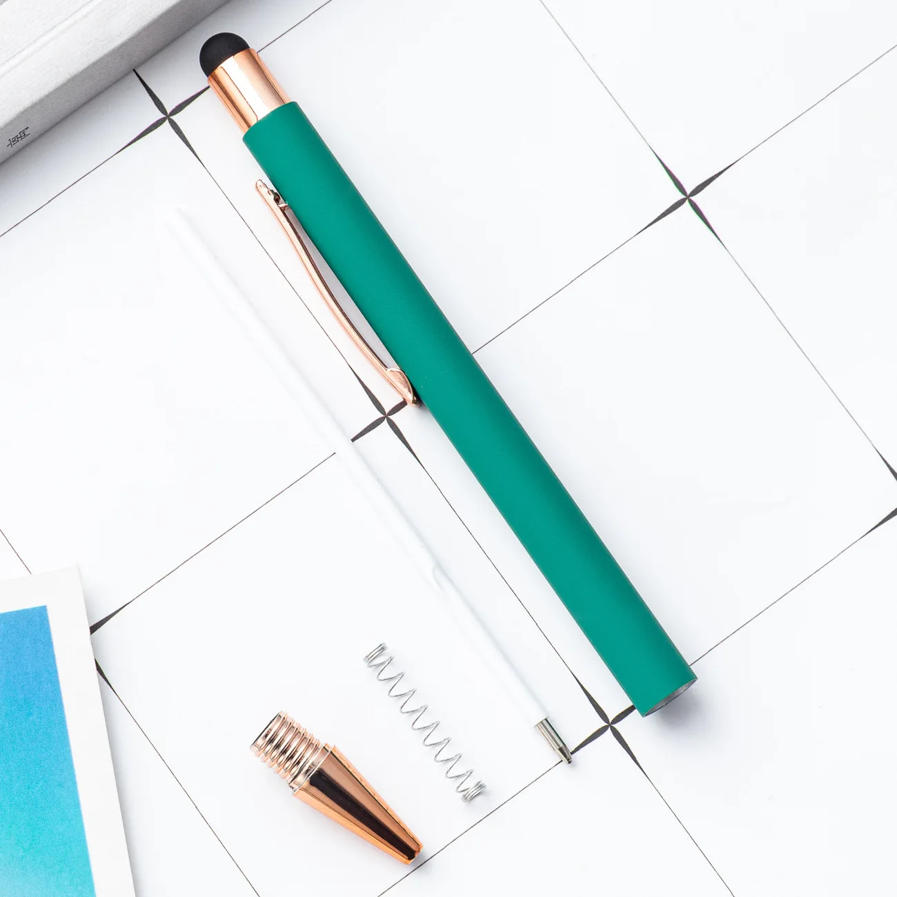 Customized Logo Metal Ballpoint Pen Promotional New Multifunction Ball Stylus Soft Touch YJEL908058