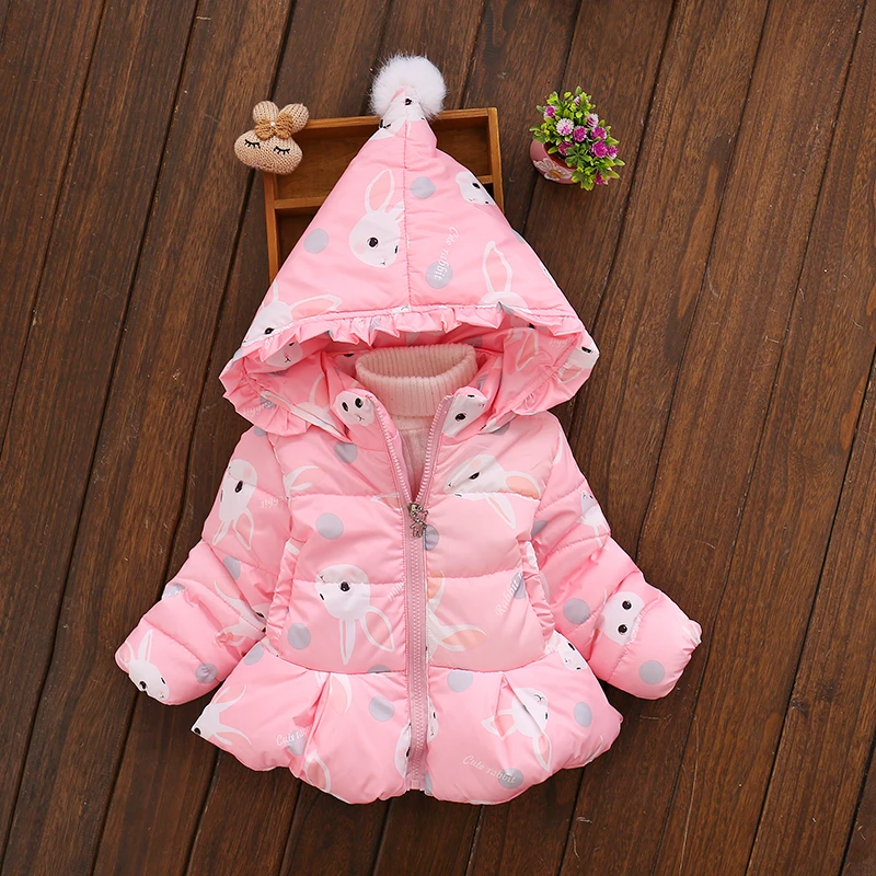New Fashion Animal Print Baby Girls Coat Thicken Jackets For Kids Warm Girls Cotton Coat Outerwear