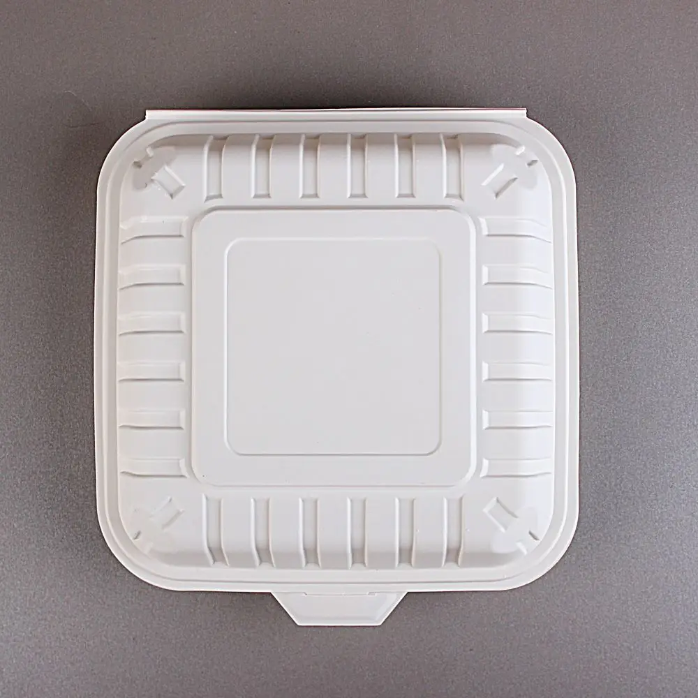 PLALEAVES Biodegradable 1000ml 3 Compartment Corn Starch Food Clamshell for Takeaway Eco Friendly Food Packaging
