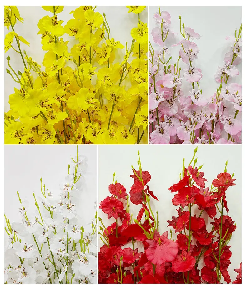 Simulation dancing orchid Yellow heart orchid silk flower plastic dry flower large five forks yellow head Phalaenopsis