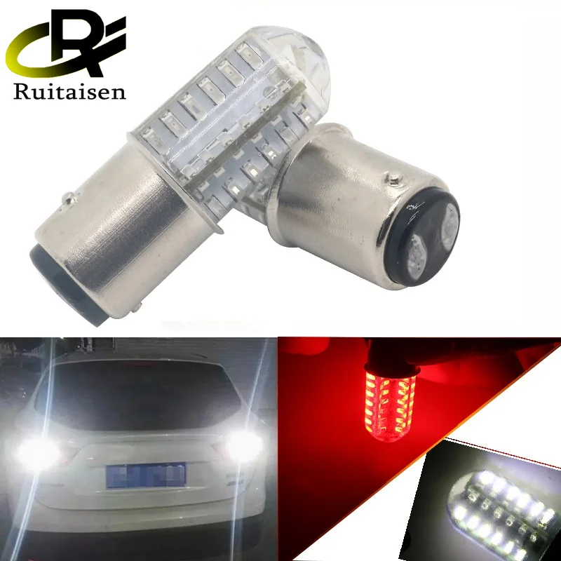 1157 led strobe brake lights silicone 3014 48smd BAY15D P21/5W Turn Signal Tail Flashing Light Backup Light 12V red