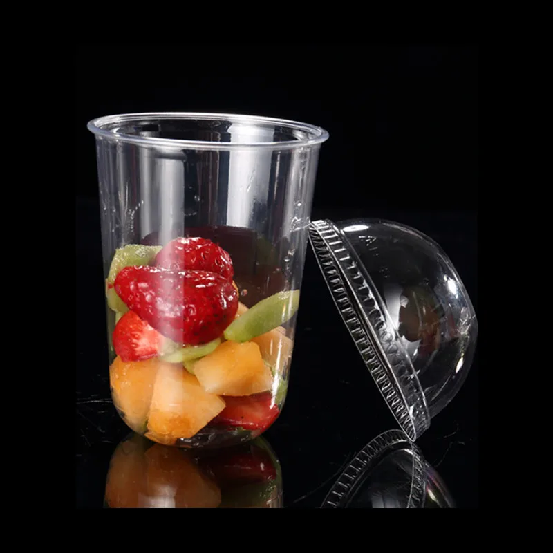 Custom Printing Logo Cup Juice Clear Pet Cold Drink 32oz Disposable Plastic Cups With Lid