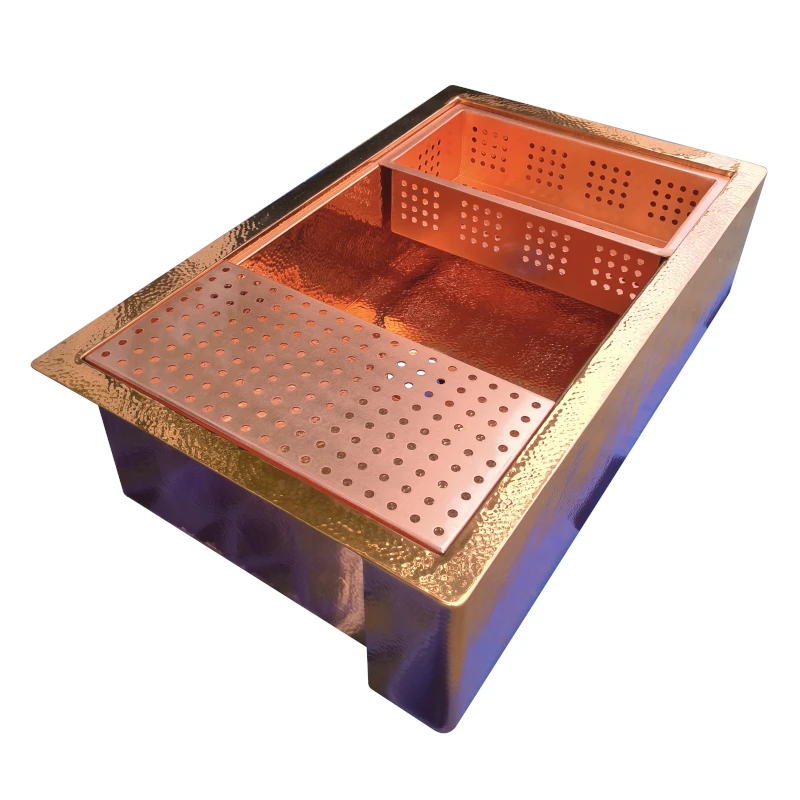 86 cm custom Kitchen Double Bowl Sinks Shiny finish  Copper Apron Sink For kitchen