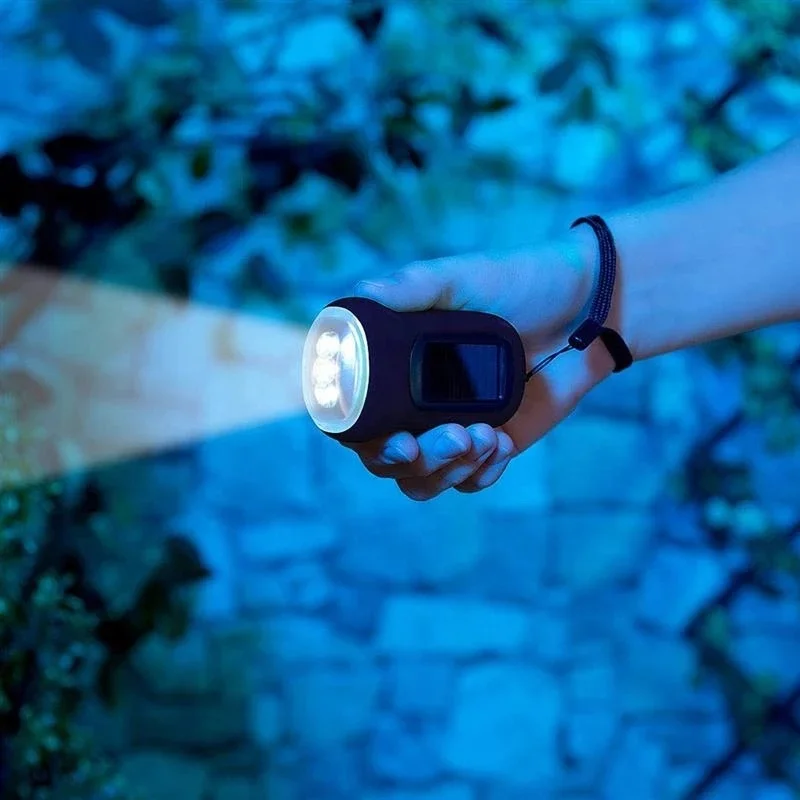 Mini Flashlight Portable Hand Crank Dynamo LED Solar Powered Flashlight Camping Torch 3 LED Hand Crank Flashlight