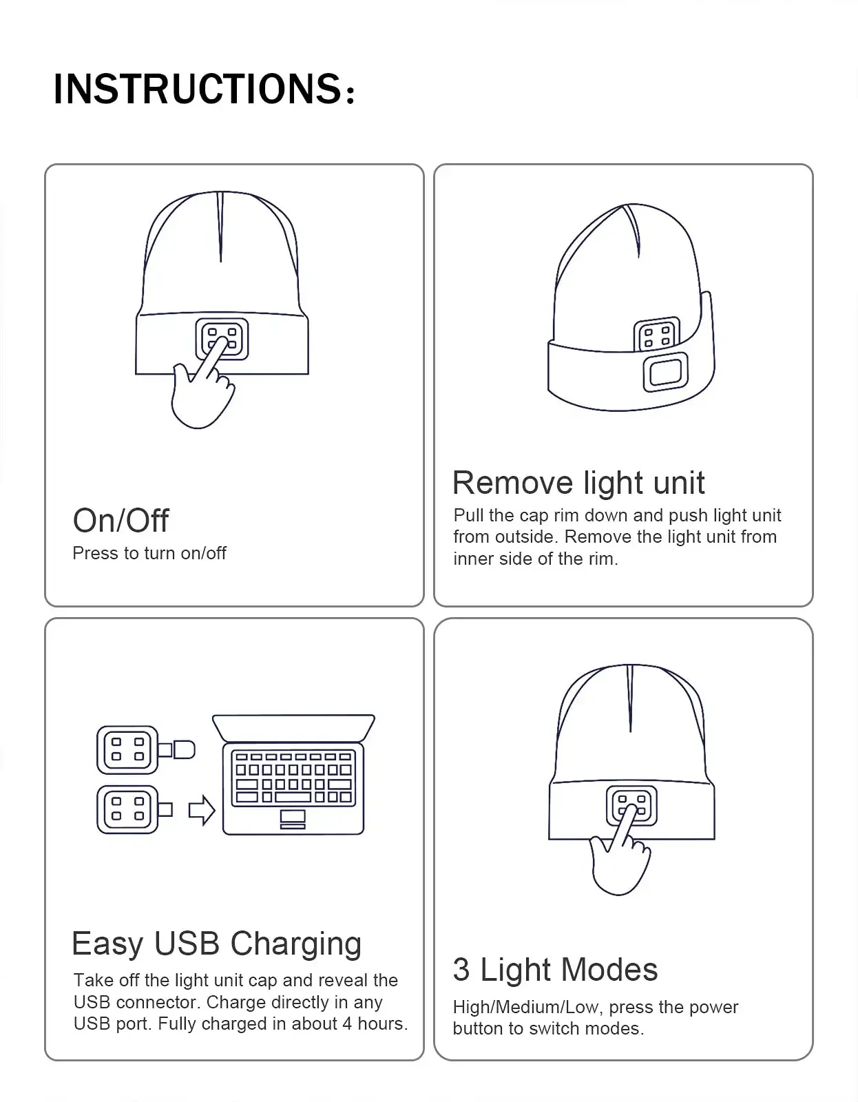 Led Winter Beanie Hat with Light USB Rechargeable Night Flashlight Knitted Hat LED Lighted Winter Beanie Headlamp hat with light