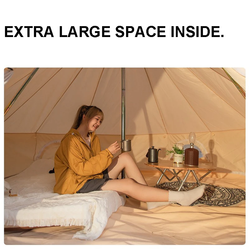 Mongolian Yurt Bell Tents 4 Person Large Family Using For 6 Man Tent Waterproof Cheap Glamping Luxury Bell Tent