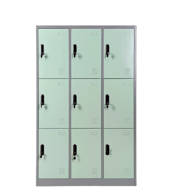 Factory directly supply modern design office furniture 9 door steel clothes storage cabinet wardrobe locker