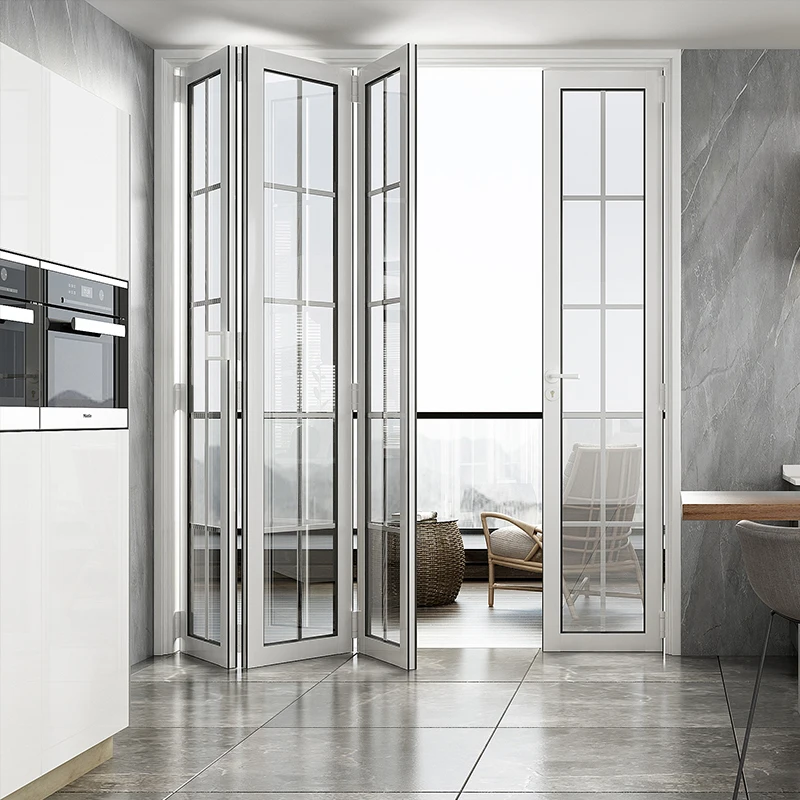 DTOP Bifold Folding Sliding Doors Narrow Foldable Door Aluminum Door For Houses