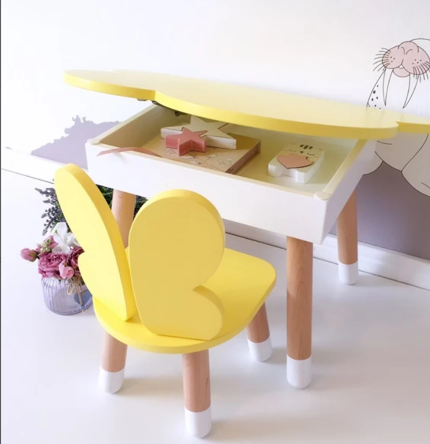 Wooden Children Study Table  and Chair Set Sensory Table for Kids Kids Toddler Table and Chairs Set