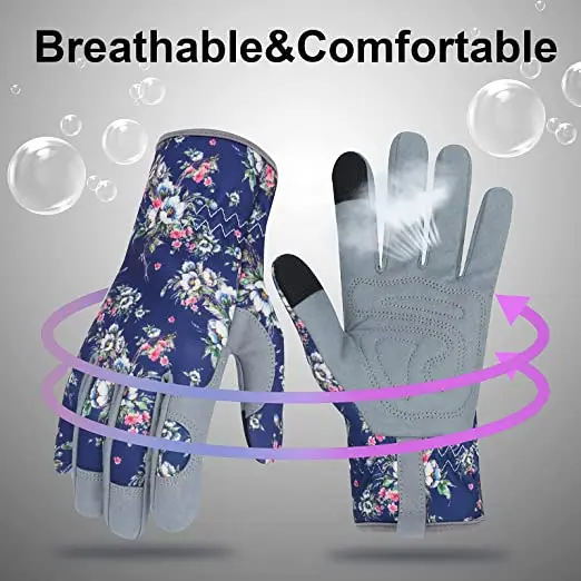Leather Gardening Gloves for Women Thorn Proof Garden Gloves Touch Screen Working Gloves Gardening Gifts