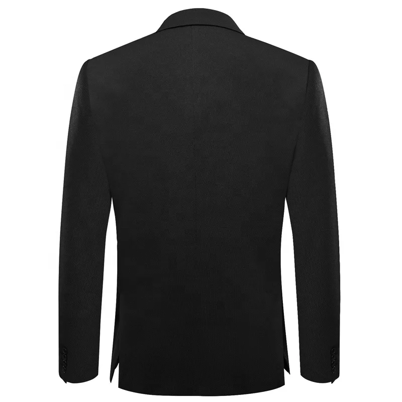 Mens Jacket Suit Blazer Notch Lapel 1 Button Knit Dress Suit Pure Black Solid Notched Collar Silk Suit For Men