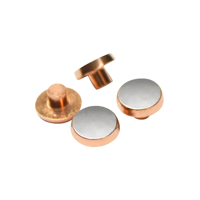 Серебряные контакты AgSnO/AgCdO, электрические биаметальные заклепки, серебряные контакты