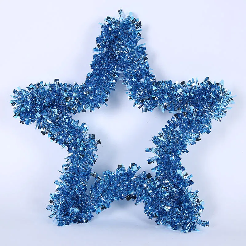 Factory big size colorful star pattern wreath Christmas tinsel decoration garland supplies bulk seller supplier