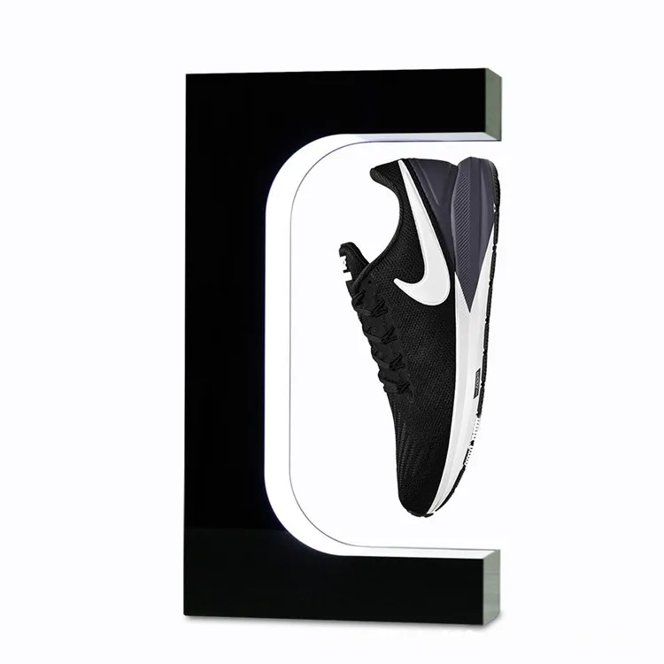 Custom Magnetic Suspension E-shaped Shoes Display Stand magnetic levitation sample shoes suspended rotation promotion rack