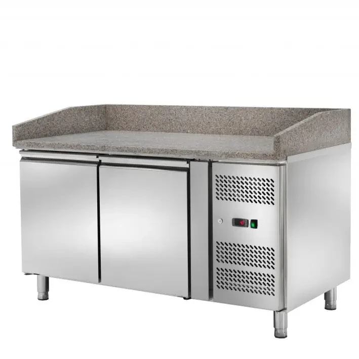 390L CNJT two solid doors pizza ingredients buffet lines marble prep table chiller refrigerator counter