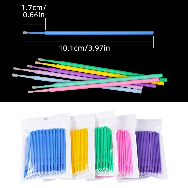Black Pink Applicator Disposable Lab Adhesive Cotton Pale Resin Extension Wand Swab Micro Dental Lash Eye Microbrush Stick Brush