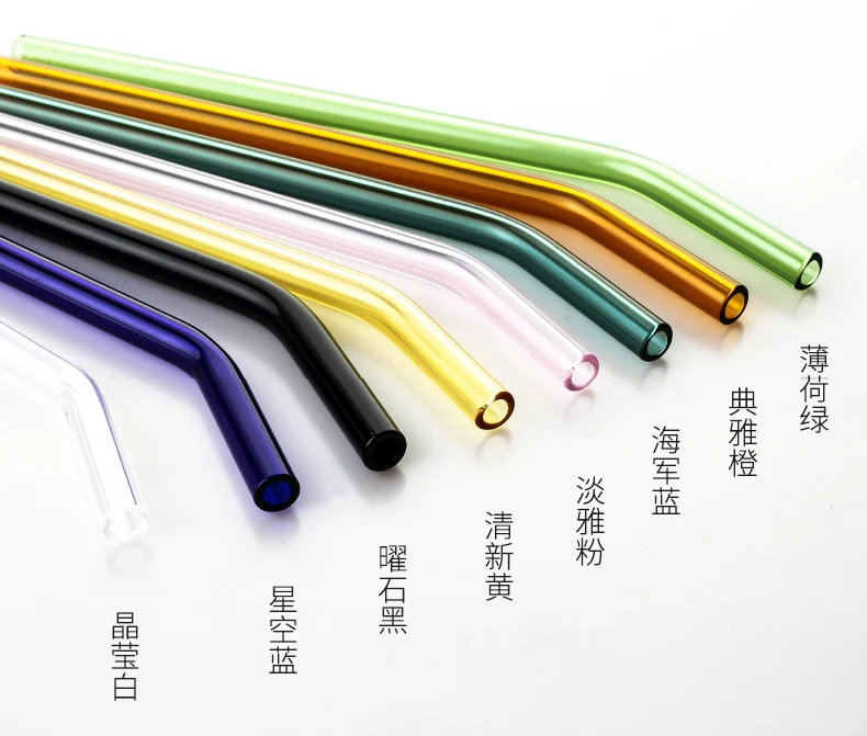 High Borosilicate Glass Juice Milk Water  Straight Bent Reusable Drinking Straw