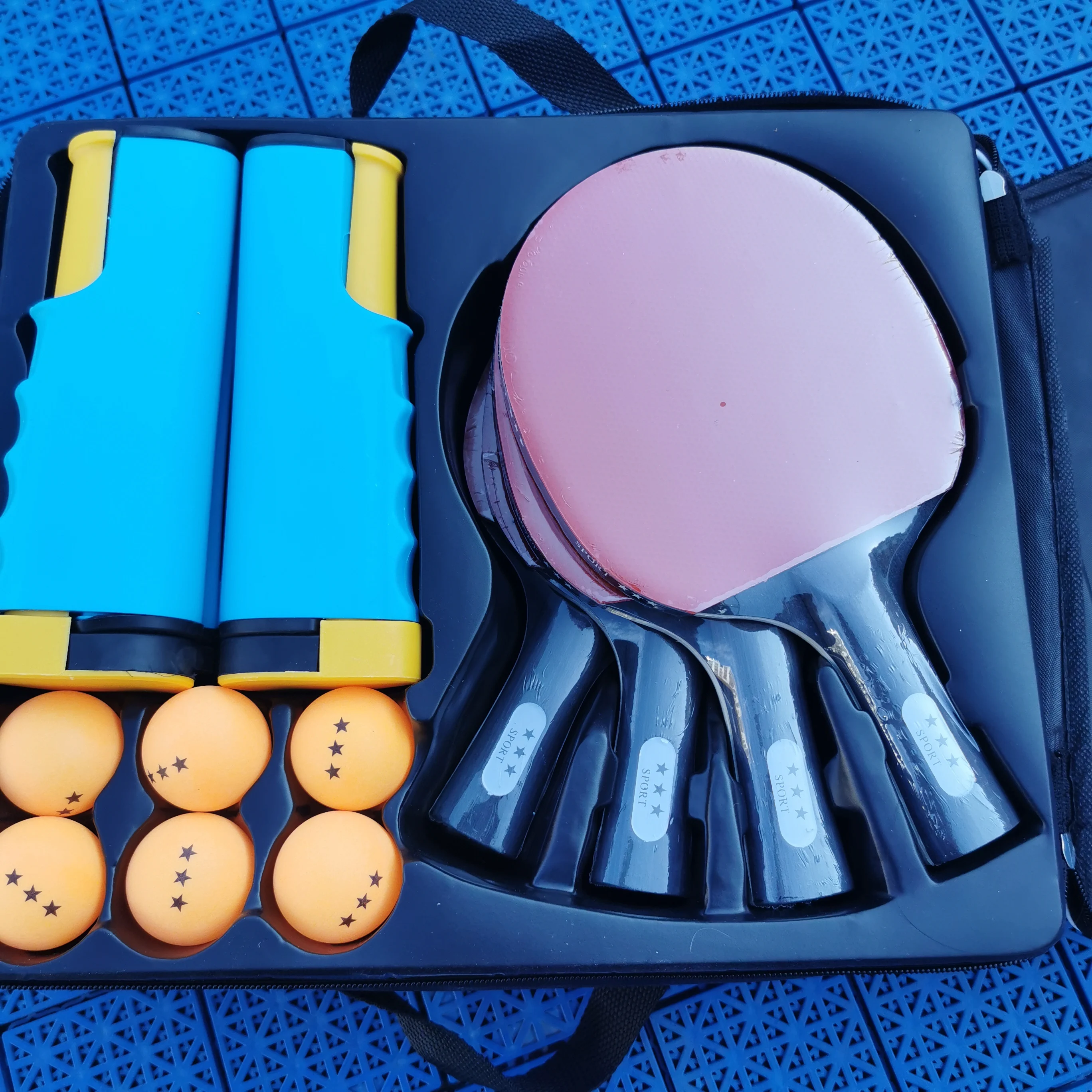 professional 4 Player table tennis racket with retractable table tennis net set cheap table tennis paddle and ping pong racket