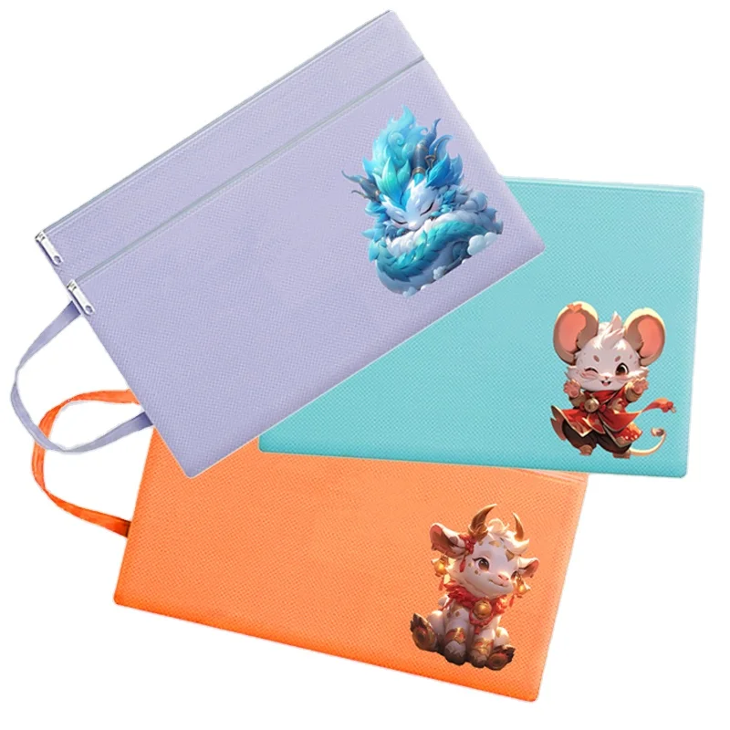 Сумка для файлов с принтом мультяшная сумка симпатичная Толстая прочная двойная оксфордская логотипом водонепроницаемая желтая на заказ