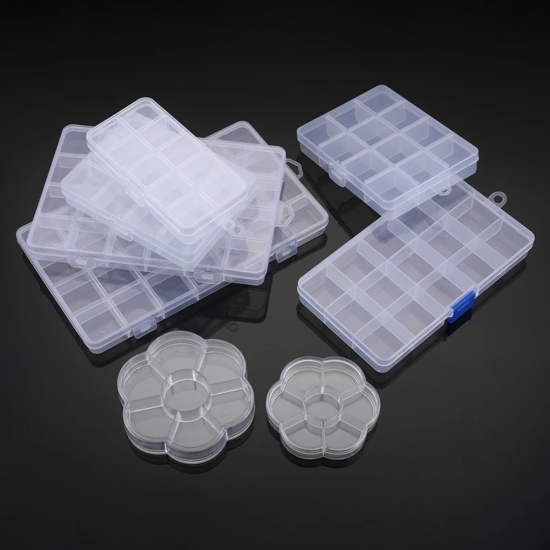 1Pc Multifunctional Clear Plastic Organizer Box with Grids Container Craft Storage for Beads Organizer Art DIY Jewelry X17