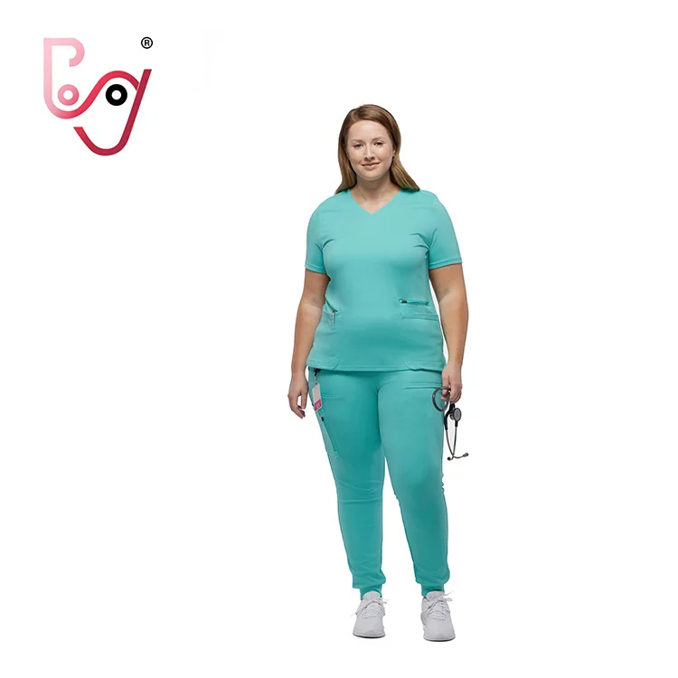 New Product Customize Logo Knitted Relaxed-Fit Yarn Dyed Scrubs Tops Design Uniforms Sets Nursing