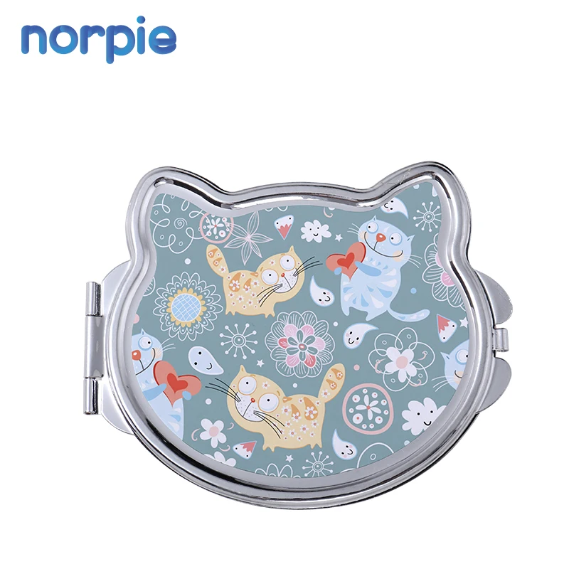Metal Mirror Cosmetic Pocket Mirror Cat Shape Sublimation Compact Mirror