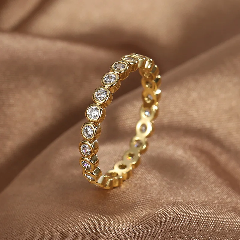 Women jewelry trendy fashion 18K gold plating Ring White Zirconium Index Ring
