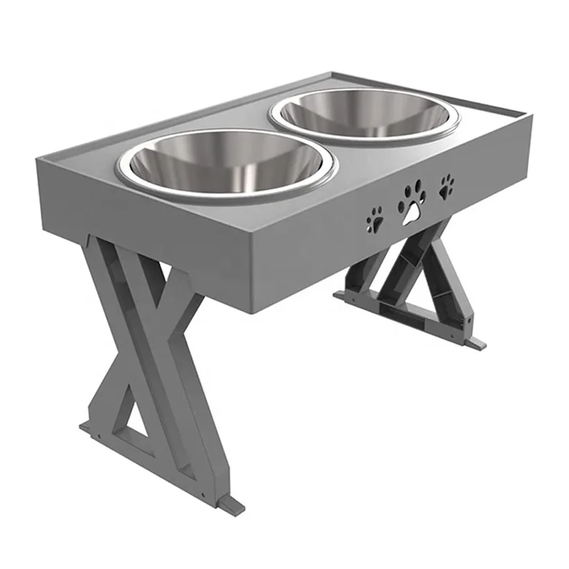 Adjustable Raised Dog Food Bowls Stand Stainless Steel Elevated Dog Bowls