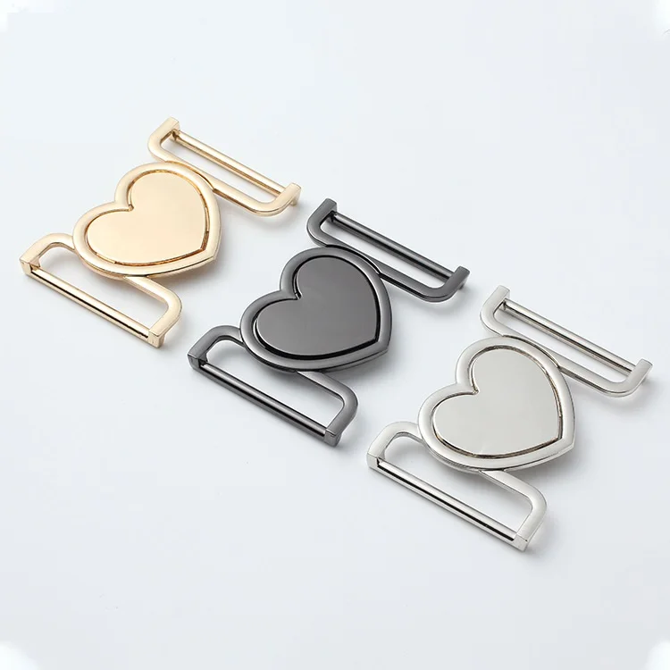 Factory Wholesale New Attractive Metal Interlock Heart Shape Belt Buckle Front Closure For Clothing Accessories Metal Buckle