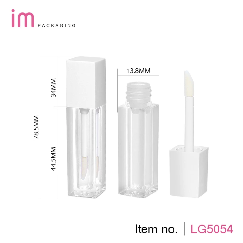 Wholesale small capacity square custom lipgloss tube packaging container 2-3ml lipgloss tube