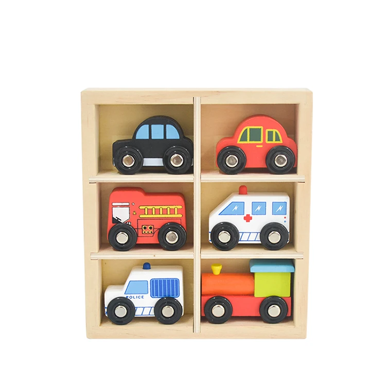 Educational Toys For 2 Year Olds,6PCS Wooden Train Cars In Wooden Box