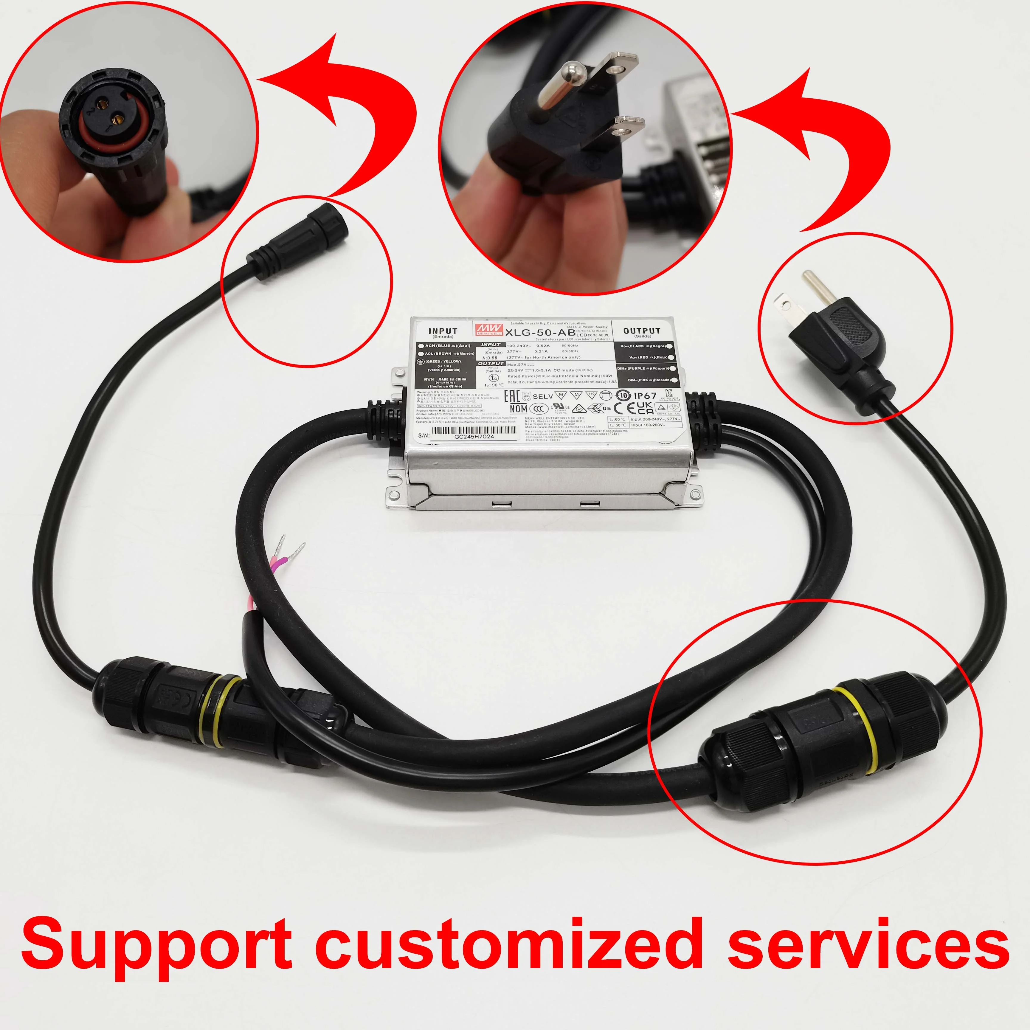 Original Meanwell LED Driver XLG Series AC/DC Driver IP67 Mean Well Constant Power Mode With DALI-2 LED Driver Warranty 5 Years