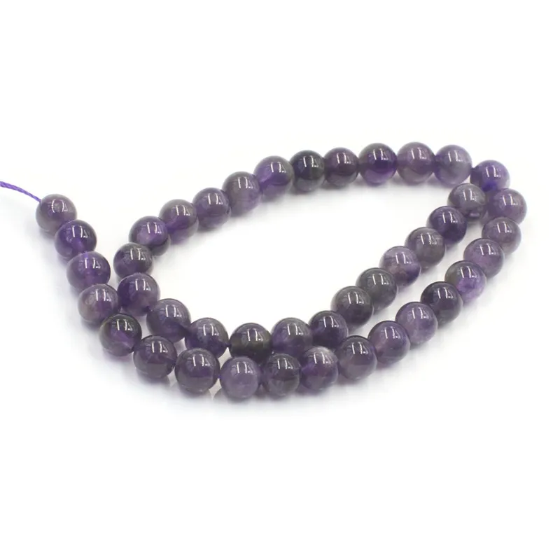 Wholesale Loose Bead Strand Round 8mm 46pcs Gemstone Purple Amethyst Stone Beads For Jewelry Making