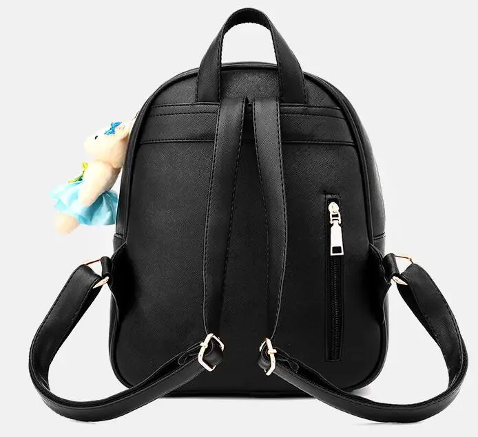 Korea Fancy Model Cheap Red PU Leather Female Backpack With Purse And Many Pockets