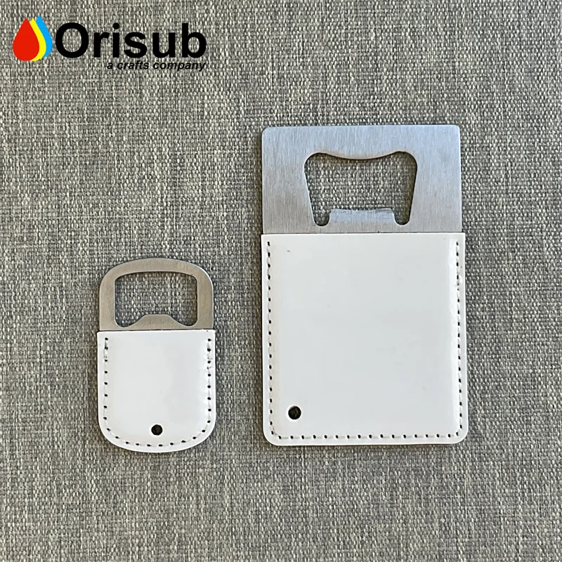 Custom printable metal PU leather double side beer bottle openers for sublimation