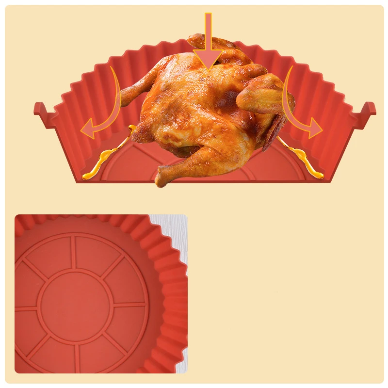 Reusable Basket No Stick Food Safe Silicone Air fryer Liner Round Big Air fryer Silicone Pot