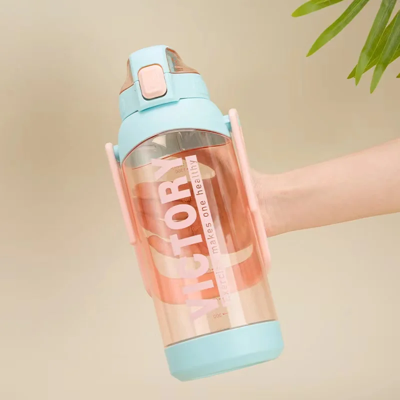 1600ml Wide Mouth Big Volume Sports Water Bottle Motivational Sports Bottle Leak-proof Drinking Water Jug Bottle