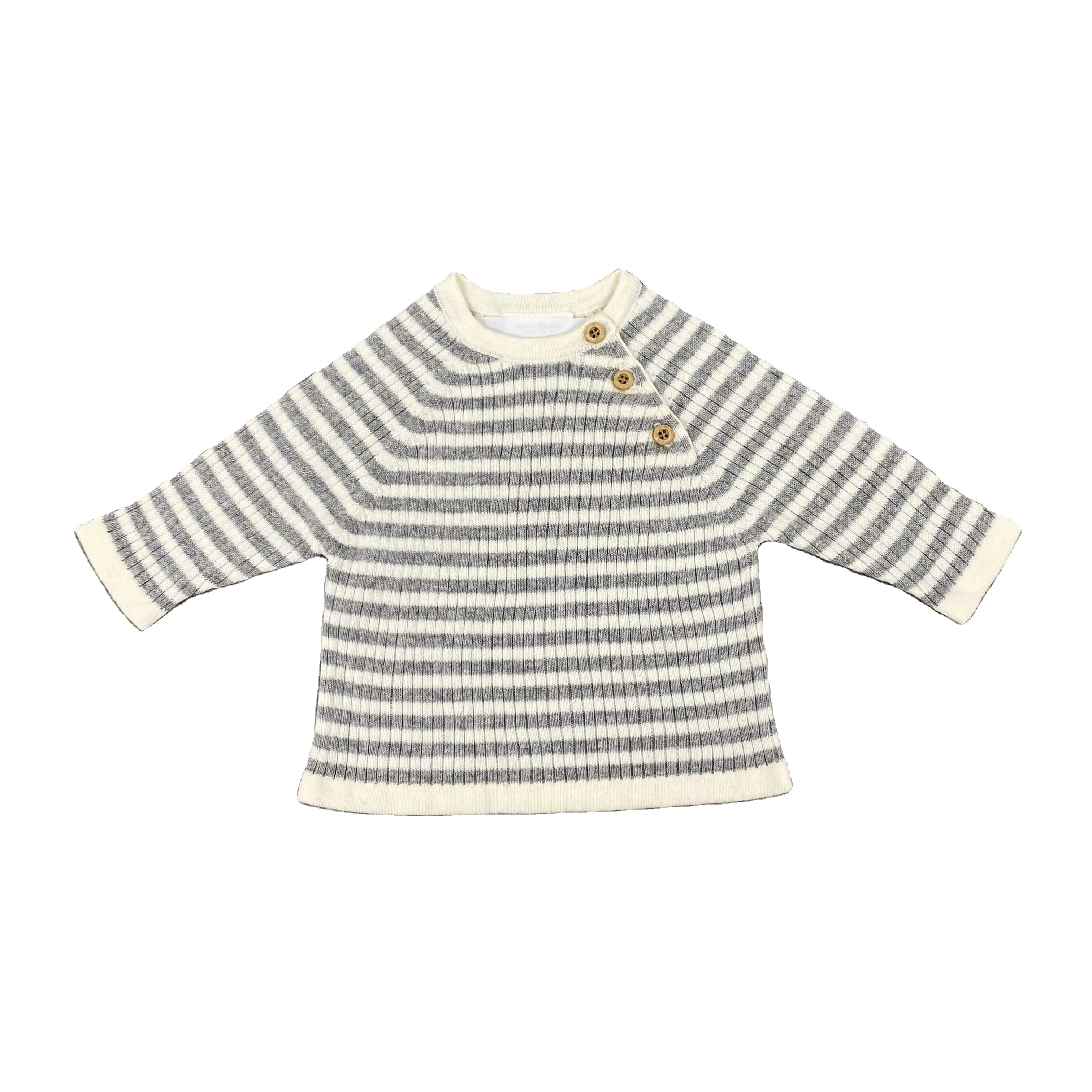 
OEM custom ribbed cotton baby clothes striped baby knit jumpers baby 