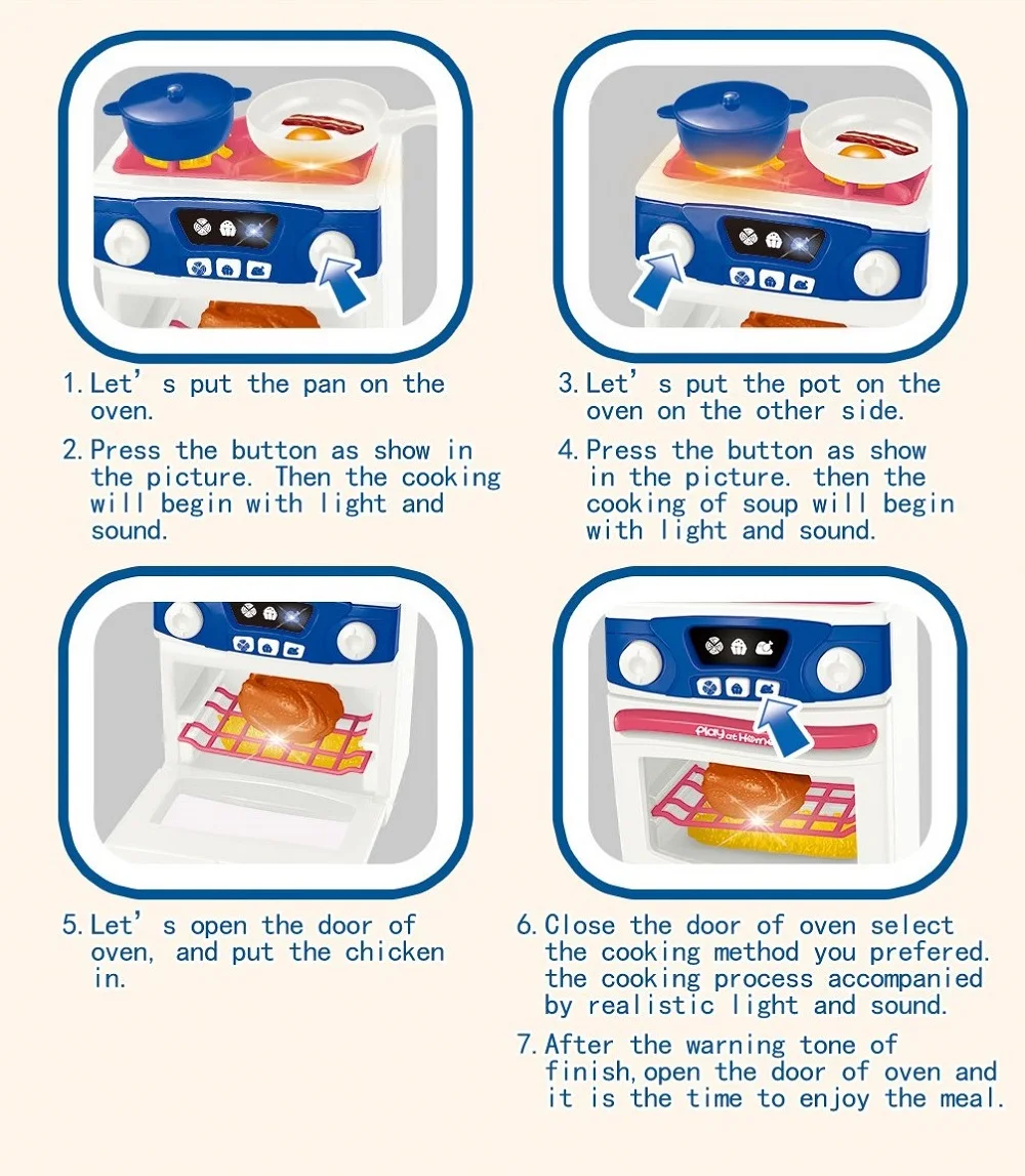 Toys 2 In 1 Gas Stove And Chicken Oven Multi-Function Kids Kitchen Toys Set With Light And  Music
