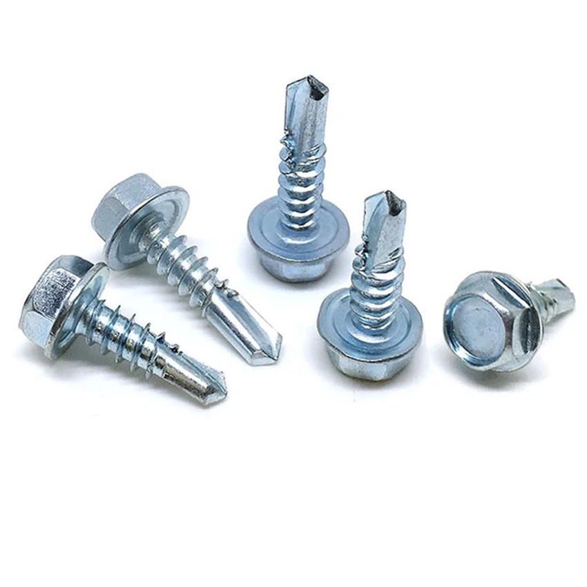 #10 Roofing Tek Screws With Rubber Washers Tornillos Hexagonal Hex Head Self Drilling Screws