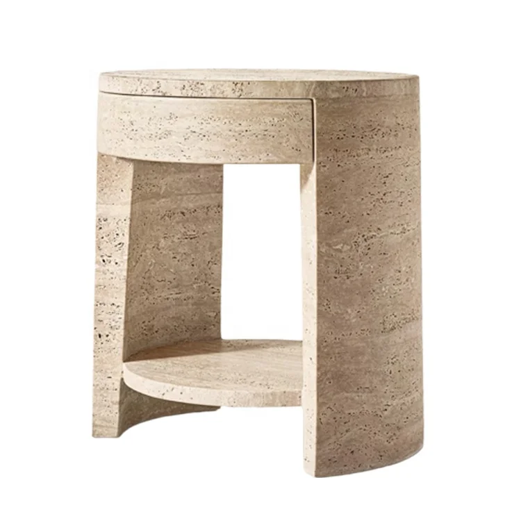 luxury side table bedroom furniture natural marble design bed round side table