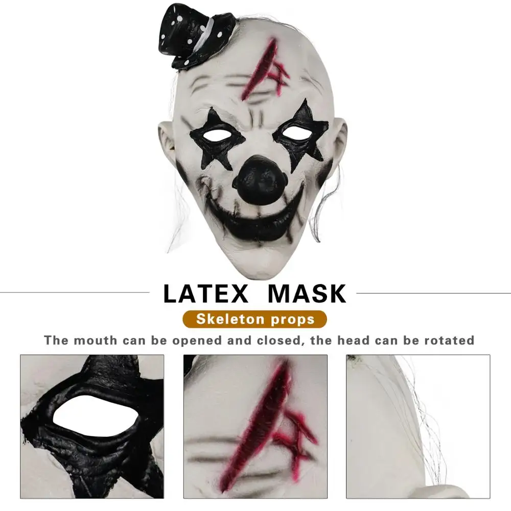 
Molezu Wholesale Custom High Quality Latex Chompo The Scary Horror Creepy Clown Adult Mask for Halloween Party 