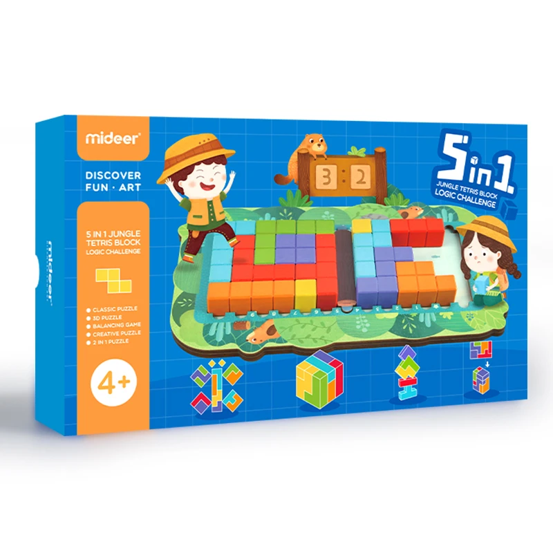 MD1117 Mideer Board Game 5 in 1 Jungle Block Logic Challenge Educational Toys Foster Math Skills Through Play