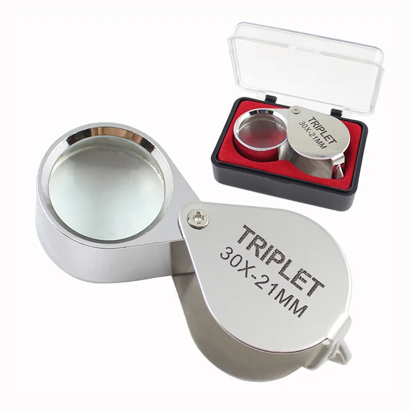Mini 30x21mm Jewelers Loupes Jewelry Magnifiers Magnifying Glass Ingenious portable Loupe Silver Magnifier
