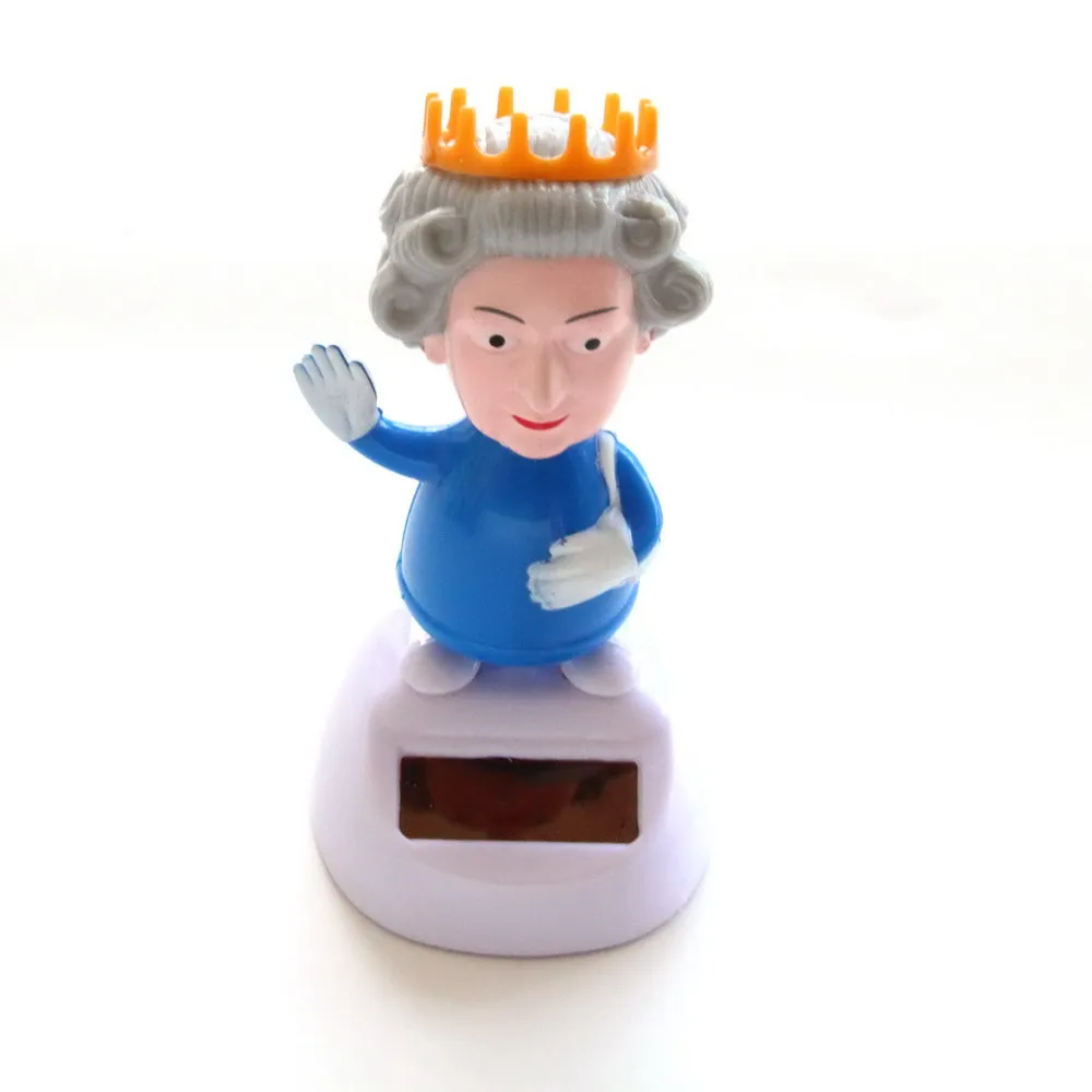 Wholesale custom British Queen design car decoration solar powered dance doll