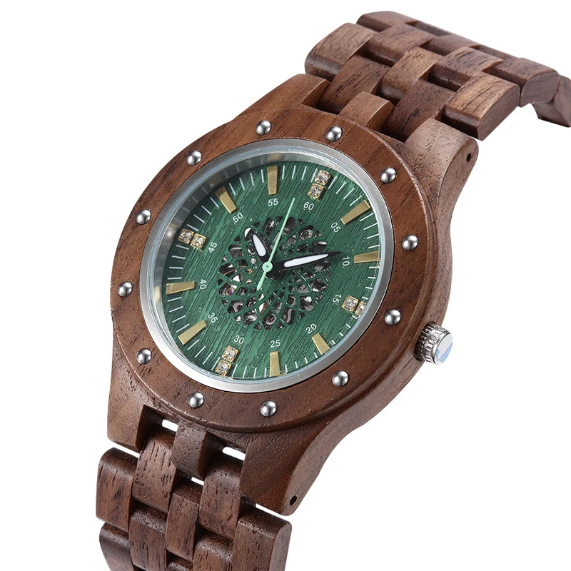 SOPEWOD Hot Sale Minimalist Chronograph Men Wrist Wooden Watches Mechanical Movement Watches