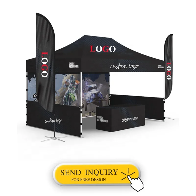 Custom Size Premium Outdoor Tents for Motor Racing Event Competitive Trade Show Canopy with Flag